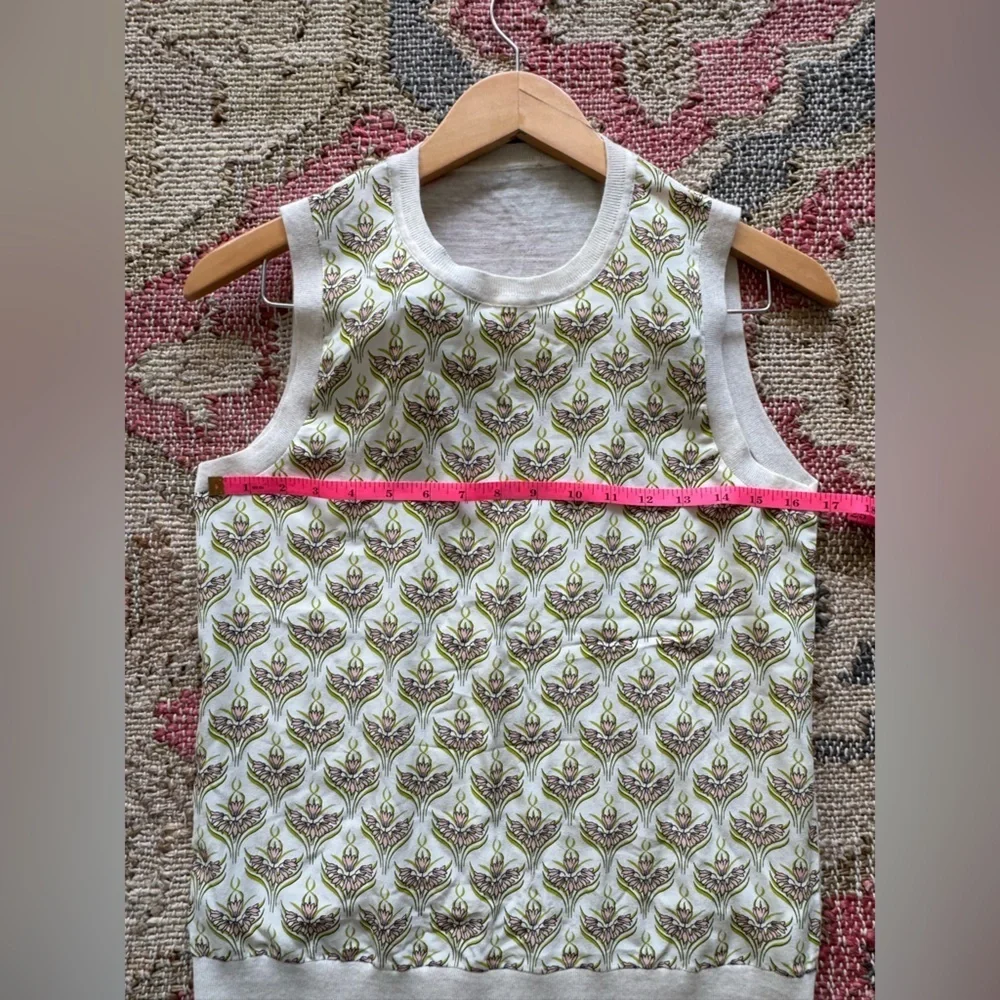 Tory Burch Silk Front Merino Wool Back Sleeveless Top, Fits like a small